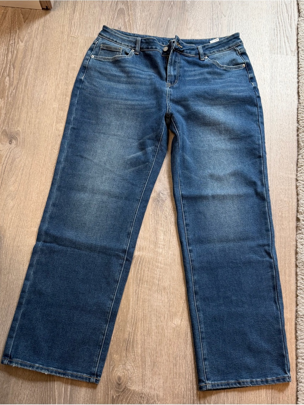 Flamingals Women's Dark Blue Wide Straight-Leg Jeans